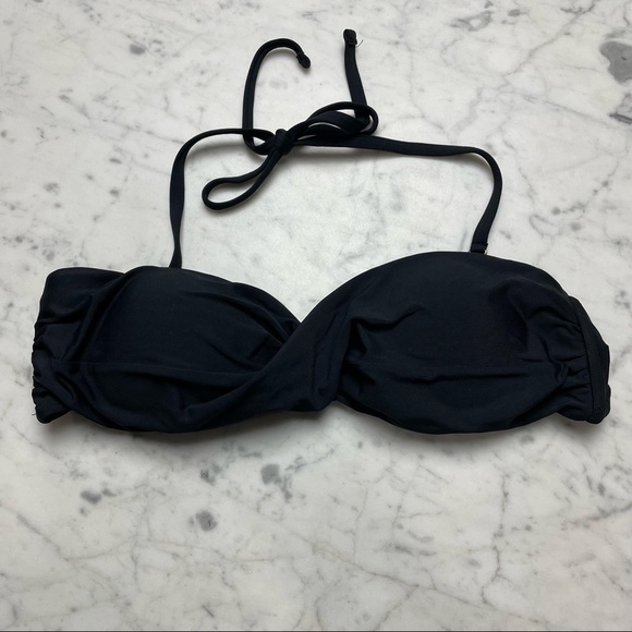 ALLIHOP Black Twist-Front Halter Swimsuit Bathing Suit Top - Picture 1 of 7